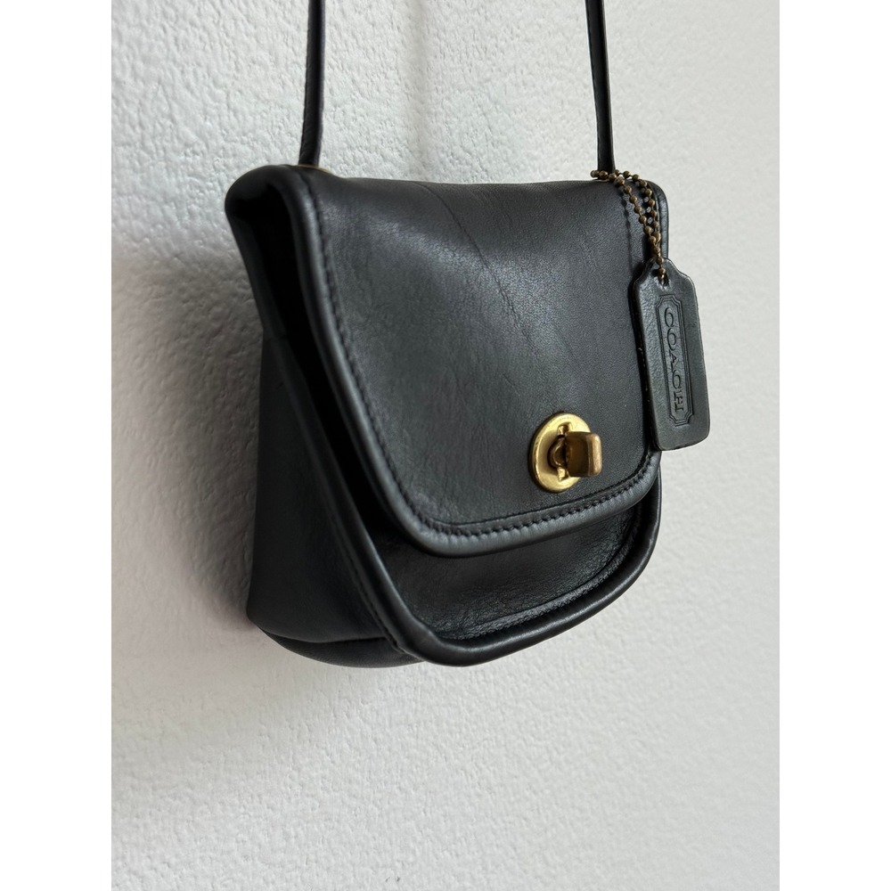 Vintage Coach Everett Bag Black Glovetanned Leather Turnlock Crossbody #9934 USA - Picture 9 of 16